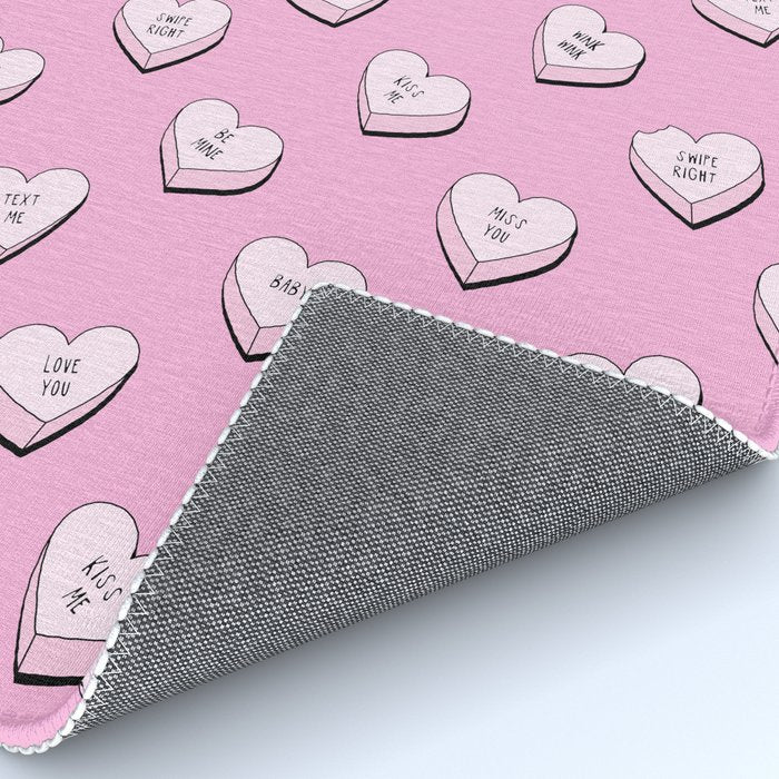 Pink love heart candy cartoon pattern Rug Gallery Image 4