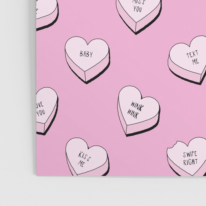 Pink love heart candy cartoon pattern Poster Gallery Image 3