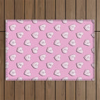 Pink love heart candy cartoon pattern Outdoor Rug Gallery Image 1