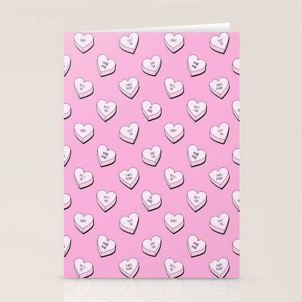 Pink love heart candy cartoon pattern Stationery Card Gallery Image 2