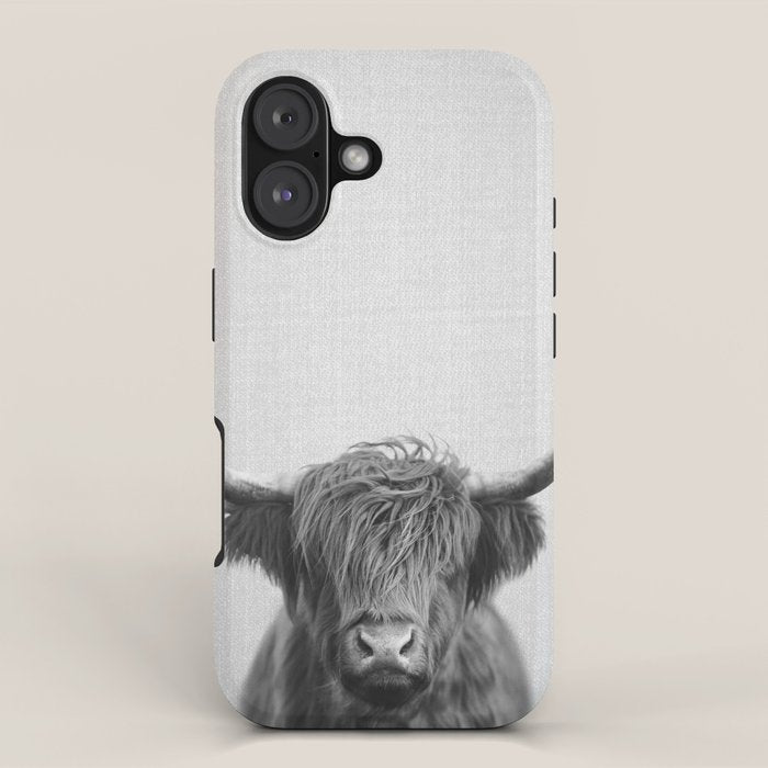 Highland Cow - Black & White iPhone Case Gallery Image 1