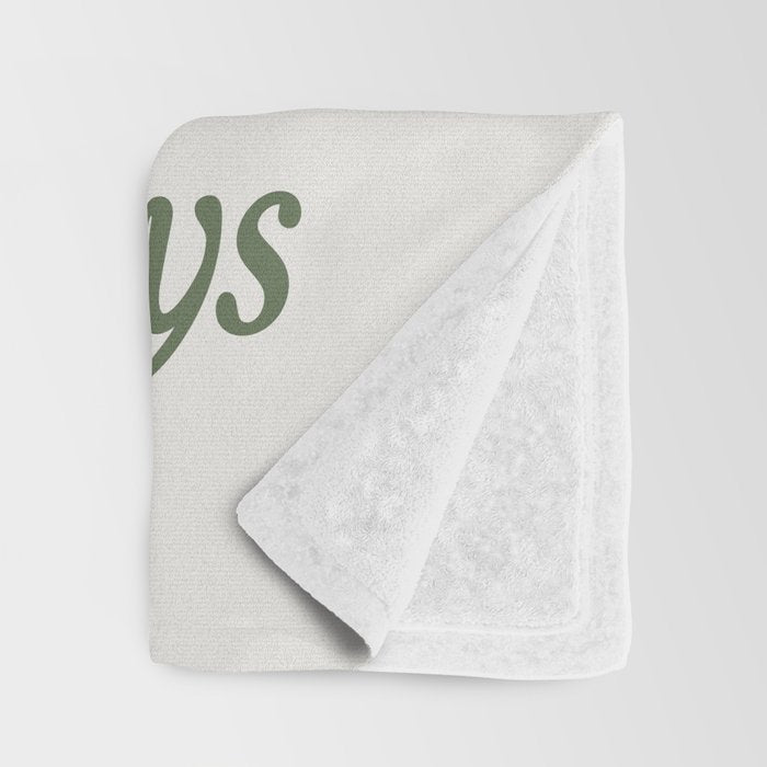 Happy Holidays Muted Green On Cream Throw Blanket Gallery Image 3