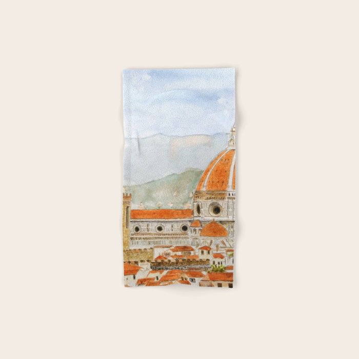 Italy Florence Cathedral Duomo watercolor painting Bath Towel Gallery Image 1