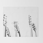The Guitars (Black and White) Throw Blanket Gallery Image 2