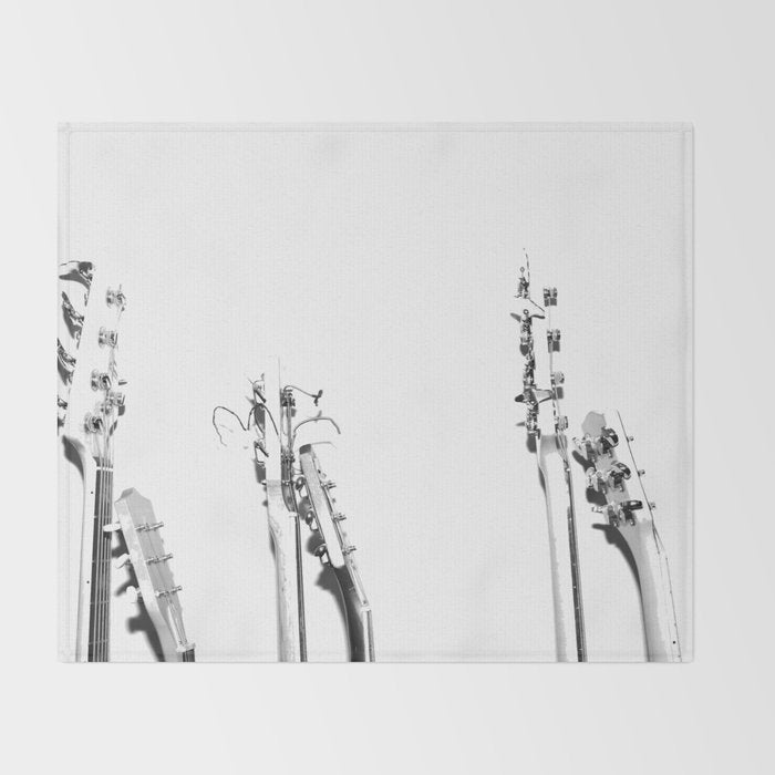 The Guitars (Black and White) Throw Blanket Gallery Image 2