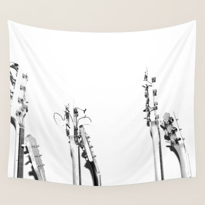 The Guitars (Black and White) Wall Tapestry Gallery Image 4