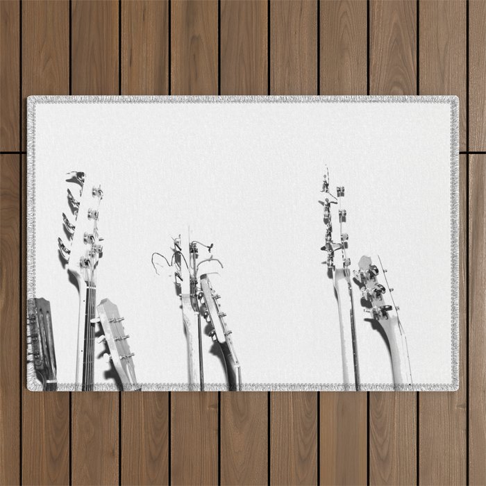 The Guitars (Black and White) Outdoor Rug Gallery Image 1
