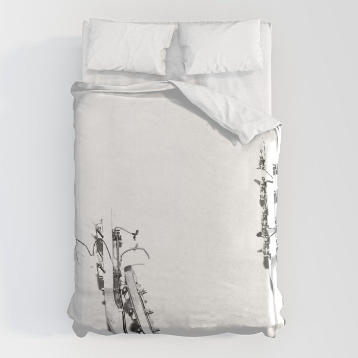 The Guitars (Black and White) Duvet Cover Gallery Image 6