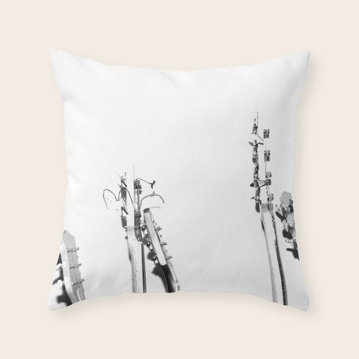 The Guitars (Black and White) Throw Pillow Gallery Image 6