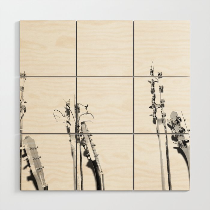 The Guitars (Black and White) Wood Wall Art Gallery Image 1