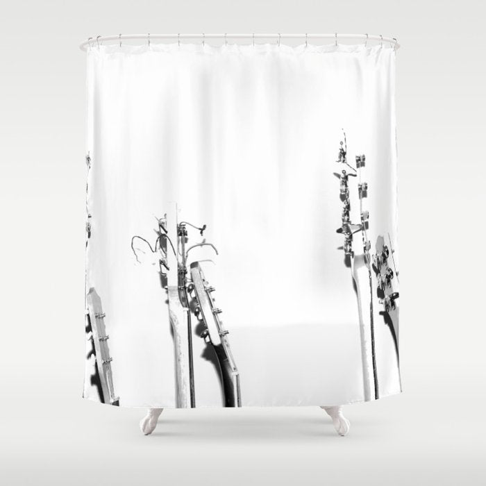 The Guitars (Black and White) Shower Curtain Gallery Image 1