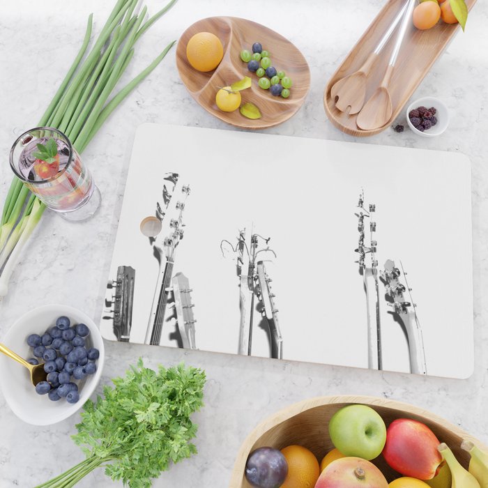 The Guitars (Black and White) Cutting Board Gallery Image 2