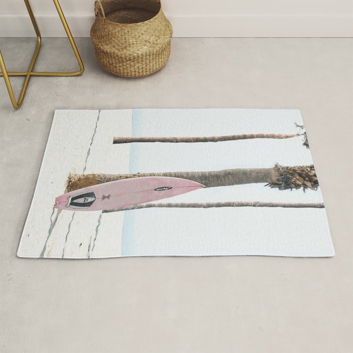 Pastel Pink Surfboard at Beach Rug Gallery Image 1