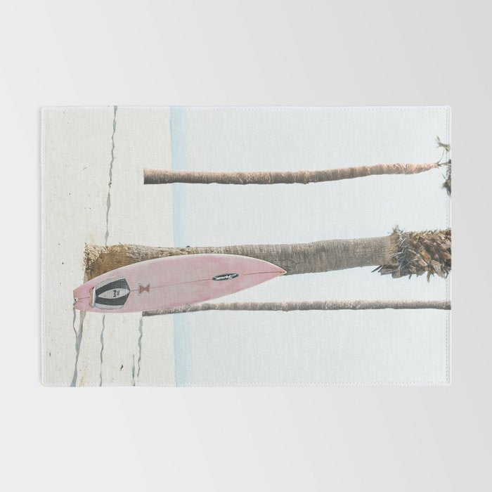 Pastel Pink Surfboard at Beach Rug Gallery Image 2