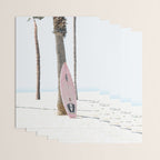 Pastel Pink Surfboard at Beach Wrapping Paper Gallery Image 3
