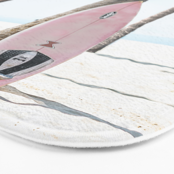Pastel Pink Surfboard at Beach Bath Mat Gallery Image 3