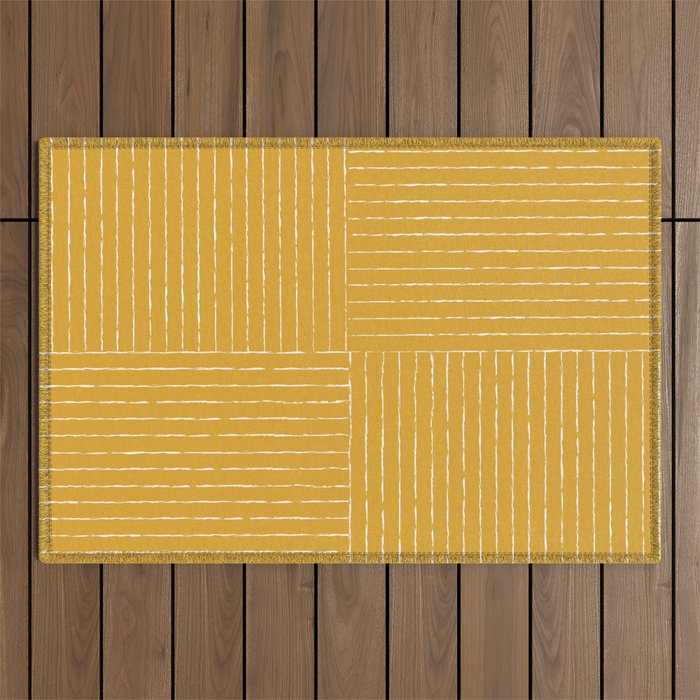 Lines III (Yellow) Outdoor Rug Gallery Image 1