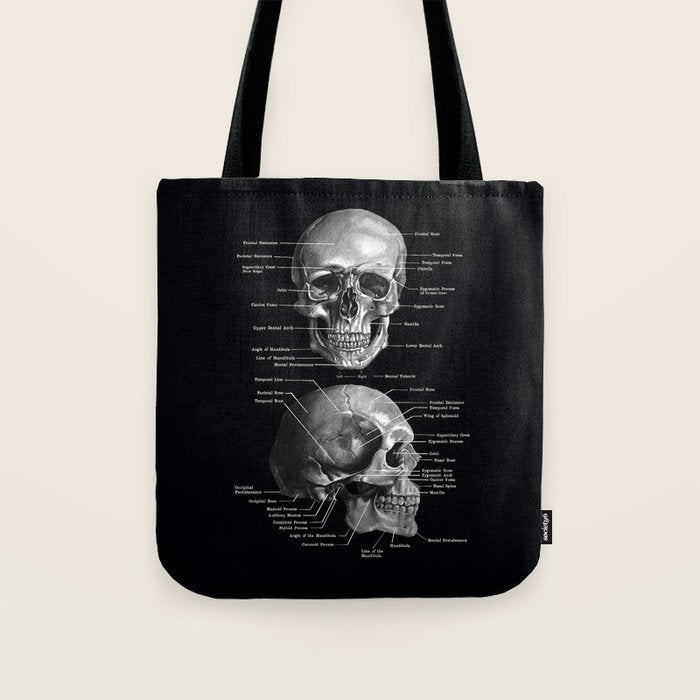 Skull Anatomy - Dark Version Tote Bag Gallery Image 1