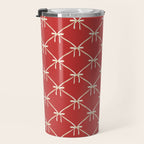 Bows & Ribbons Pattern XII Cherry Red Travel Mug Gallery Image 3