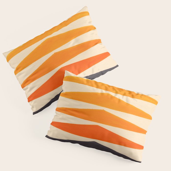 Vintage Scandinavian Orange Geometric Triangle Pattern Pillow Sham Gallery Image 3
