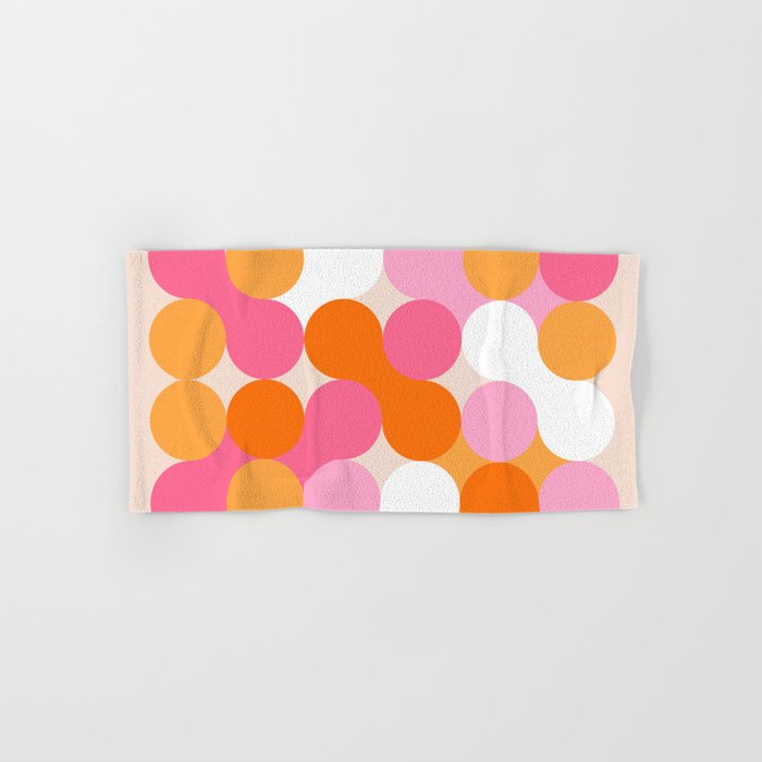 Liquid dot pattern 1 - yellow, orange, pink & white Bath Towel Gallery Image 1