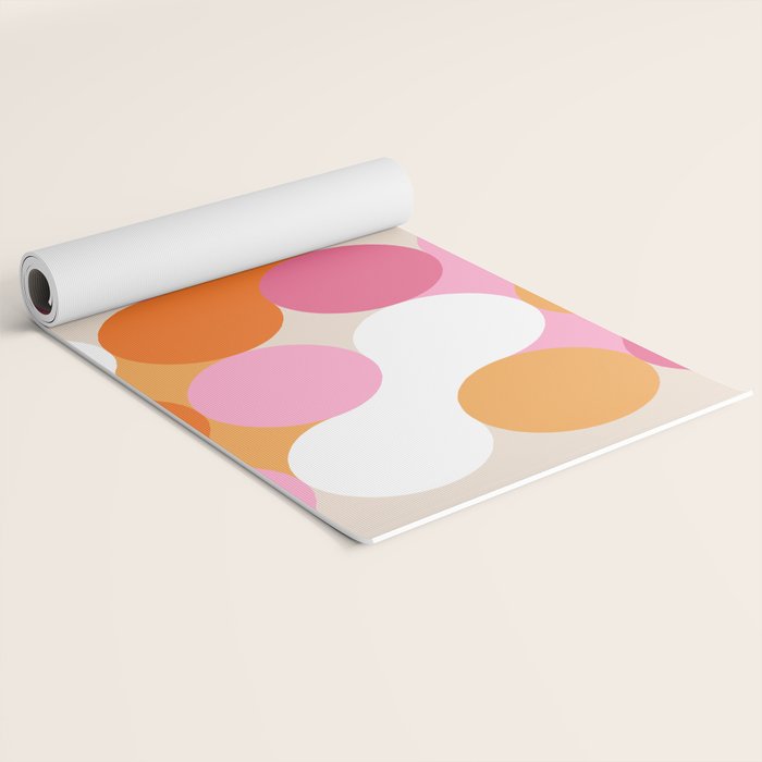 Liquid dot pattern 1 - yellow, orange, pink & white Yoga Mat Gallery Image 2