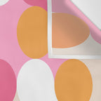 Liquid dot pattern 1 - yellow, orange, pink & white Wall Tapestry Gallery Image 3