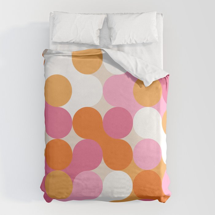 Liquid dot pattern 1 - yellow, orange, pink & white Duvet Cover Gallery Image 1