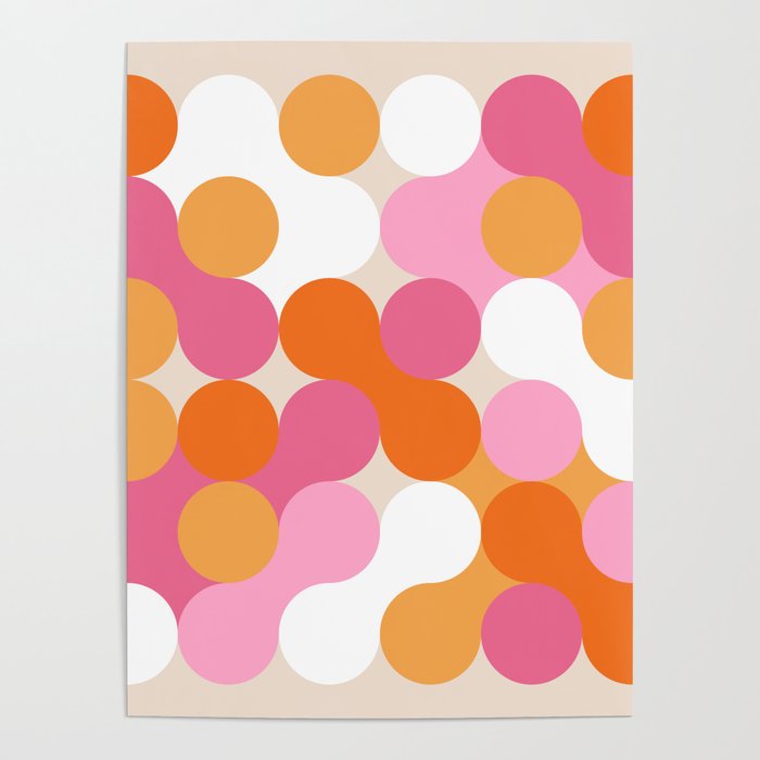 Liquid dot pattern 1 - yellow, orange, pink & white Poster Gallery Image 4