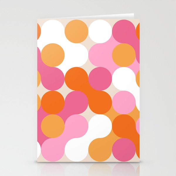Liquid dot pattern 1 - yellow, orange, pink & white Stationery Card Gallery Image 2