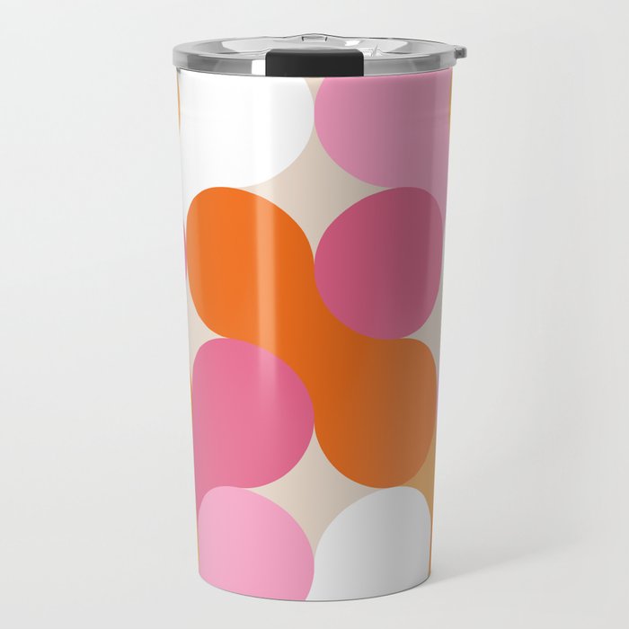 Liquid dot pattern 1 - yellow, orange, pink & white Travel Mug Gallery Image 1