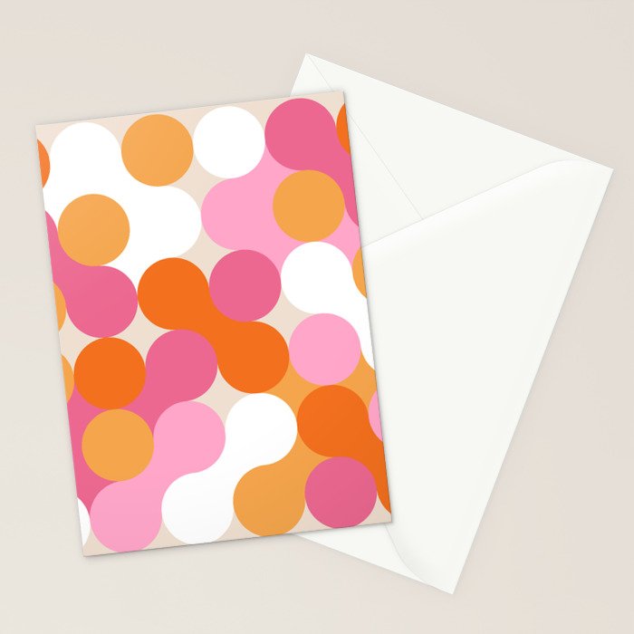 Liquid dot pattern 1 - yellow, orange, pink & white Stationery Card Gallery Image 2