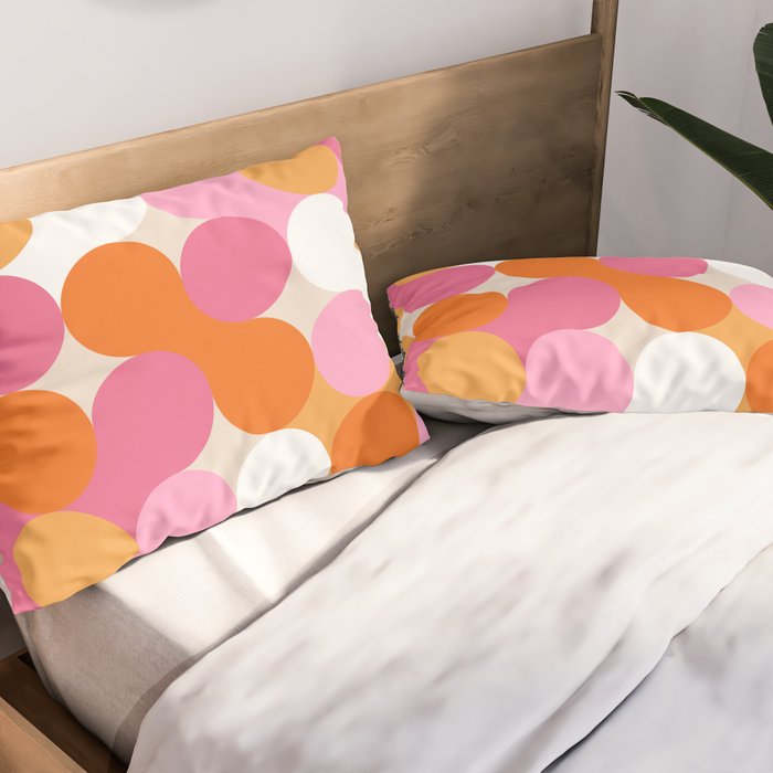 Liquid dot pattern 1 - yellow, orange, pink & white Pillow Sham Gallery Image 2