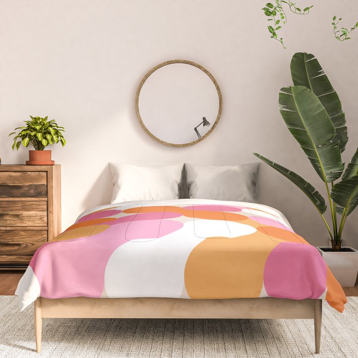 Liquid dot pattern 1 - yellow, orange, pink & white Comforter Gallery Image 3