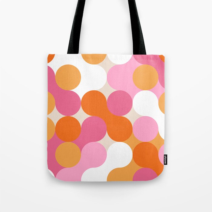 Liquid dot pattern 1 - yellow, orange, pink & white Tote Bag Gallery Image 1