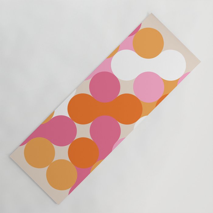 Liquid dot pattern 1 - yellow, orange, pink & white Yoga Mat Gallery Image 1