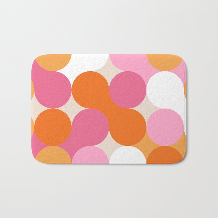 Liquid dot pattern 1 - yellow, orange, pink & white Bath Mat Gallery Image 1