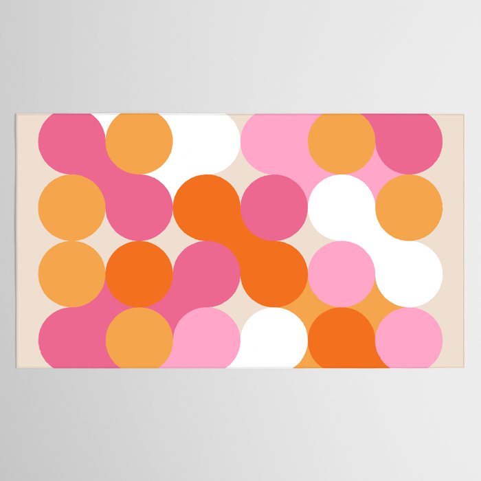 Liquid dot pattern 1 - yellow, orange, pink & white Tablecloth Gallery Image 2