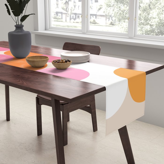 Liquid dot pattern 1 - yellow, orange, pink & white Table Runner Gallery Image 2