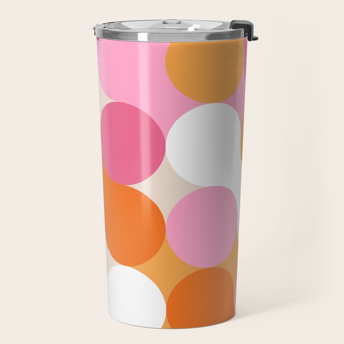 Liquid dot pattern 1 - yellow, orange, pink & white Travel Mug Gallery Image 2