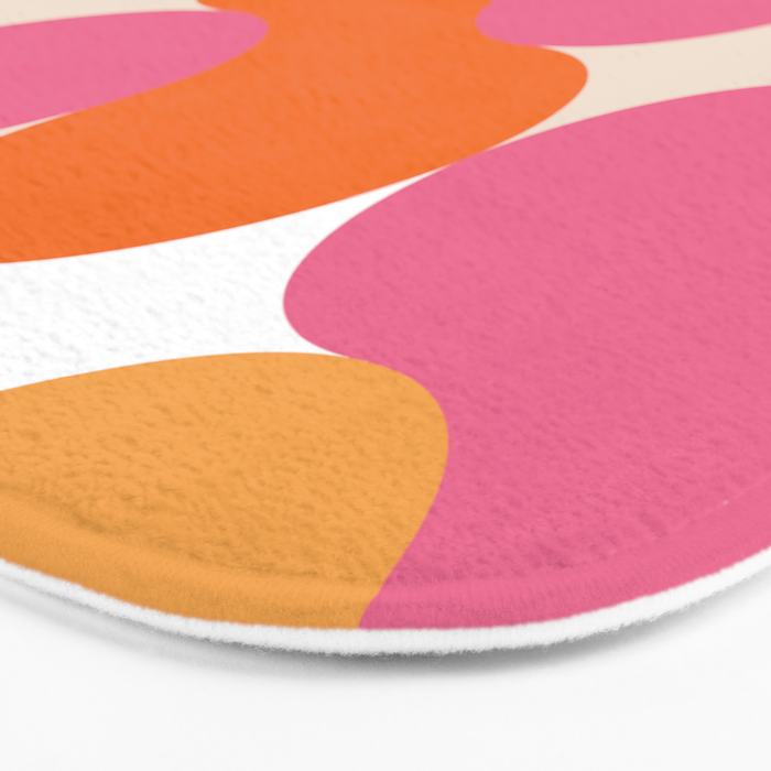 Liquid dot pattern 1 - yellow, orange, pink & white Bath Mat Gallery Image 3