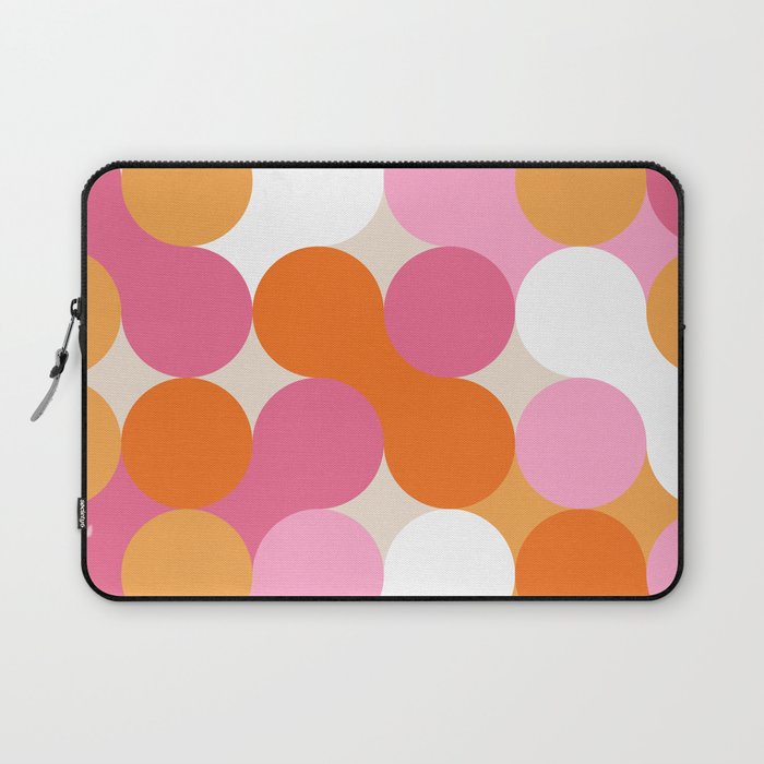 Liquid dot pattern 1 - yellow, orange, pink & white Laptop Sleeve Gallery Image 1