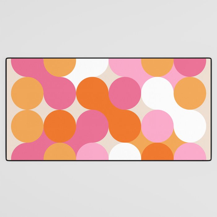 Liquid dot pattern 1 - yellow, orange, pink & white Desk Mat Gallery Image 3