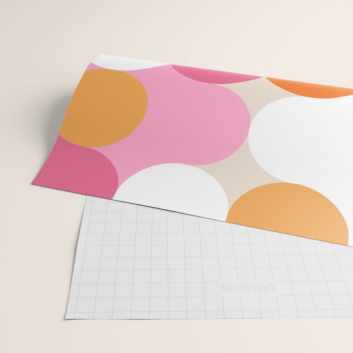 Liquid dot pattern 1 - yellow, orange, pink & white Wrapping Paper Gallery Image 2