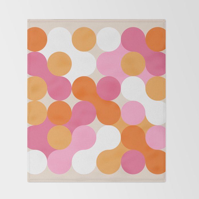 Liquid dot pattern 1 - yellow, orange, pink & white Throw Blanket Gallery Image 2