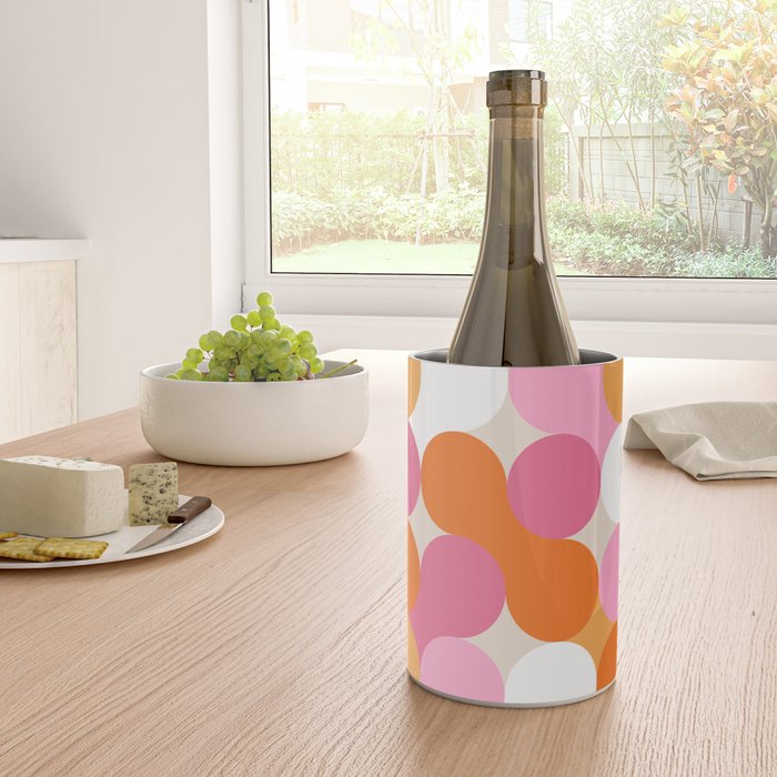 Liquid dot pattern 1 - yellow, orange, pink & white Wine Chiller Gallery Image 4
