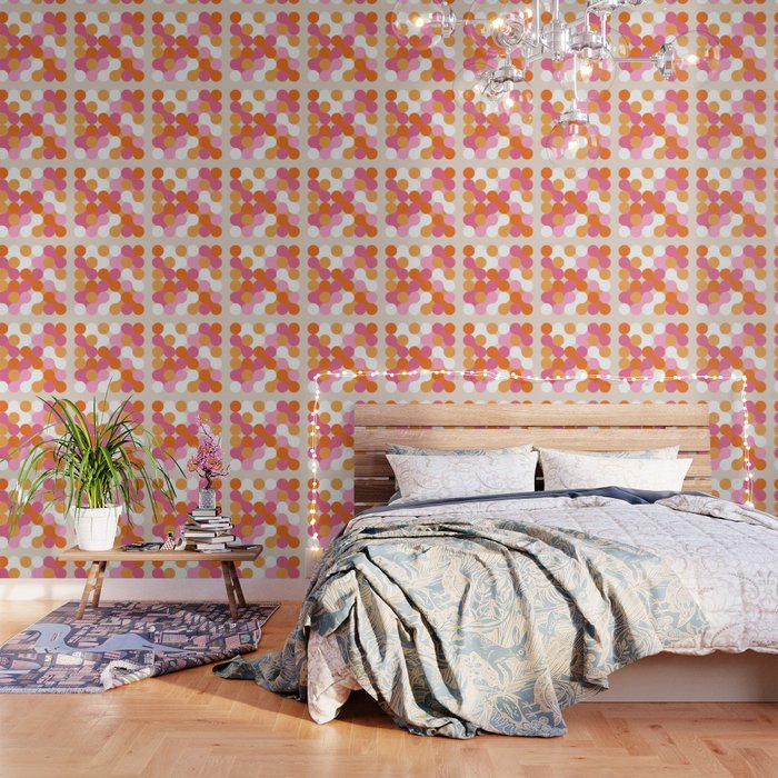 Liquid dot pattern 1 - yellow, orange, pink & white Wallpaper Gallery Image 3