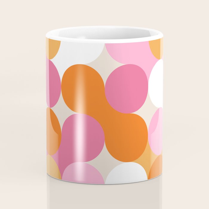 Liquid dot pattern 1 - yellow, orange, pink & white Coffee Mug Gallery Image 4
