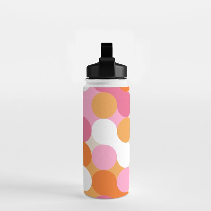 Liquid dot pattern 1 - yellow, orange, pink & white Water Bottle Gallery Image 2