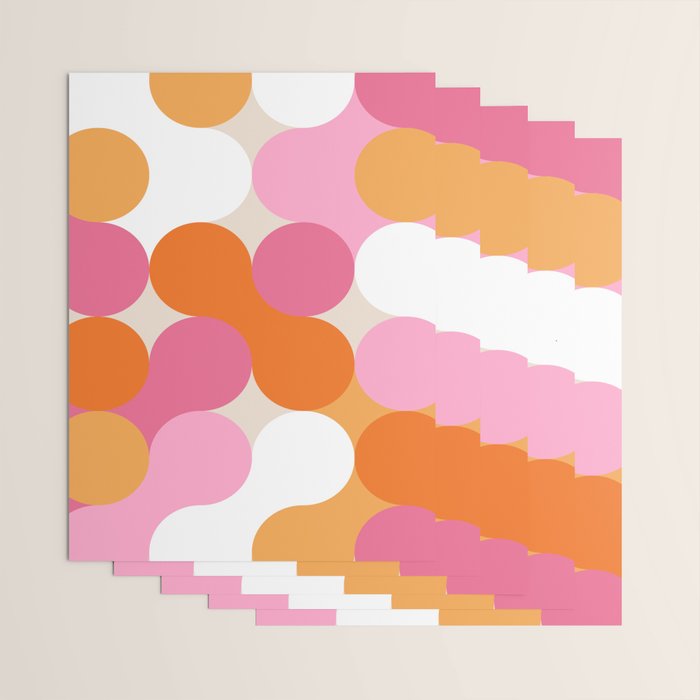 Liquid dot pattern 1 - yellow, orange, pink & white Wrapping Paper Gallery Image 3